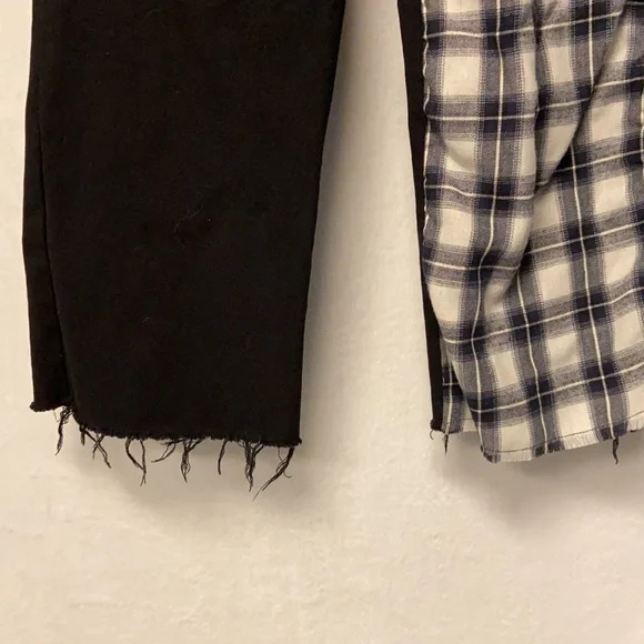 Black with black/white patched color block jeans. - Picture 2 of 5